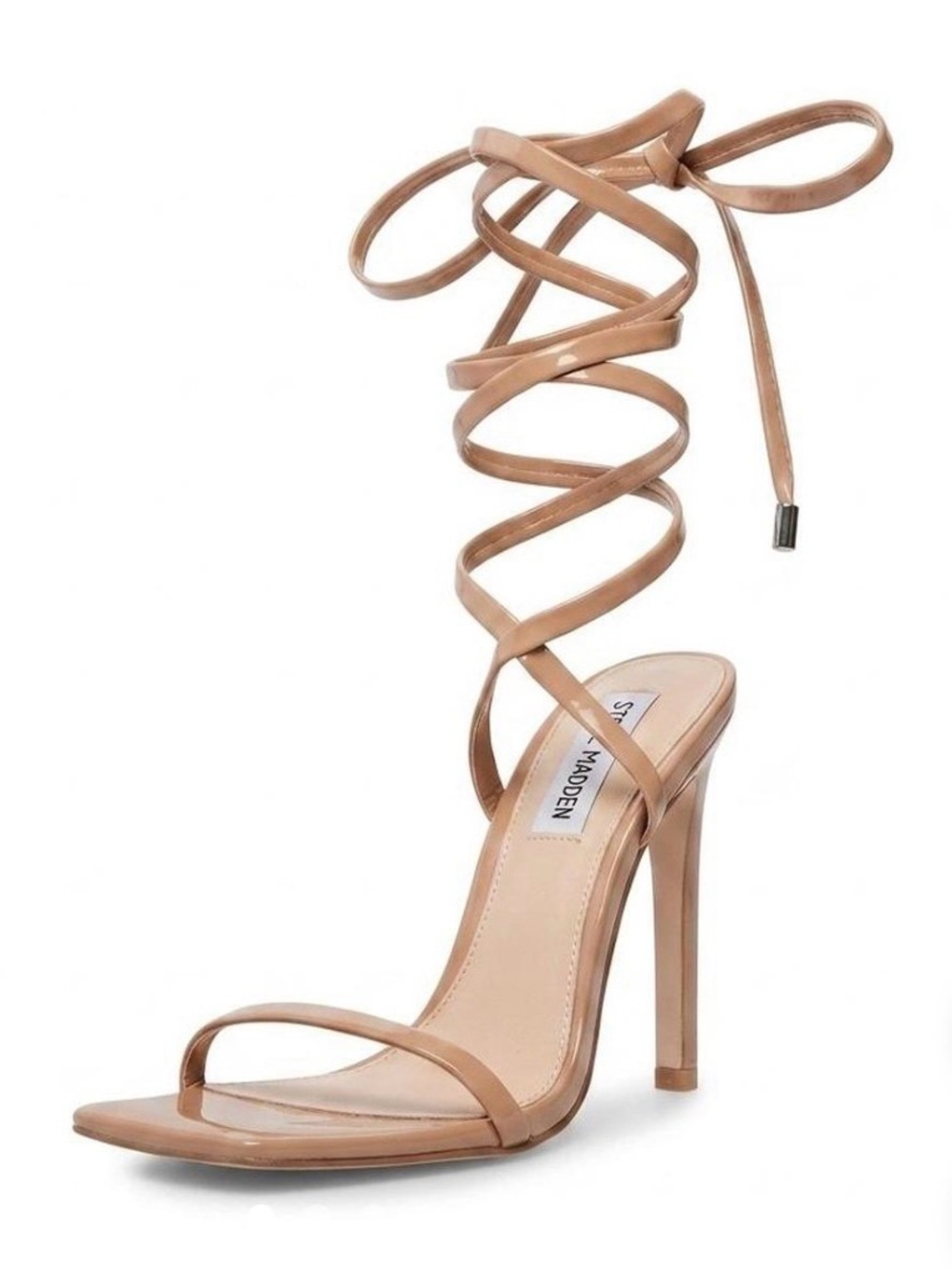 Steve Madden Uplift Nude Tan Lace-Up Stiletto Sandals Size 8M